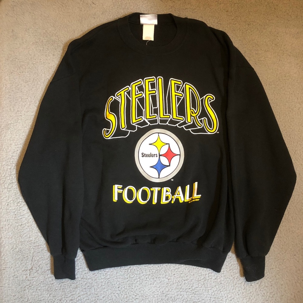 Vtg 1995 Pittsburgh Steelers Football Crewneck Sweatshirt Black NFL Large 90s